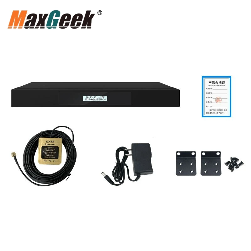 Maxgeek TF200 Servidor de tiempo NTP Tiempo del servidor de tiempo de red NTP con antena de 10 m para Beidou GPS GLONASS y QZSS
