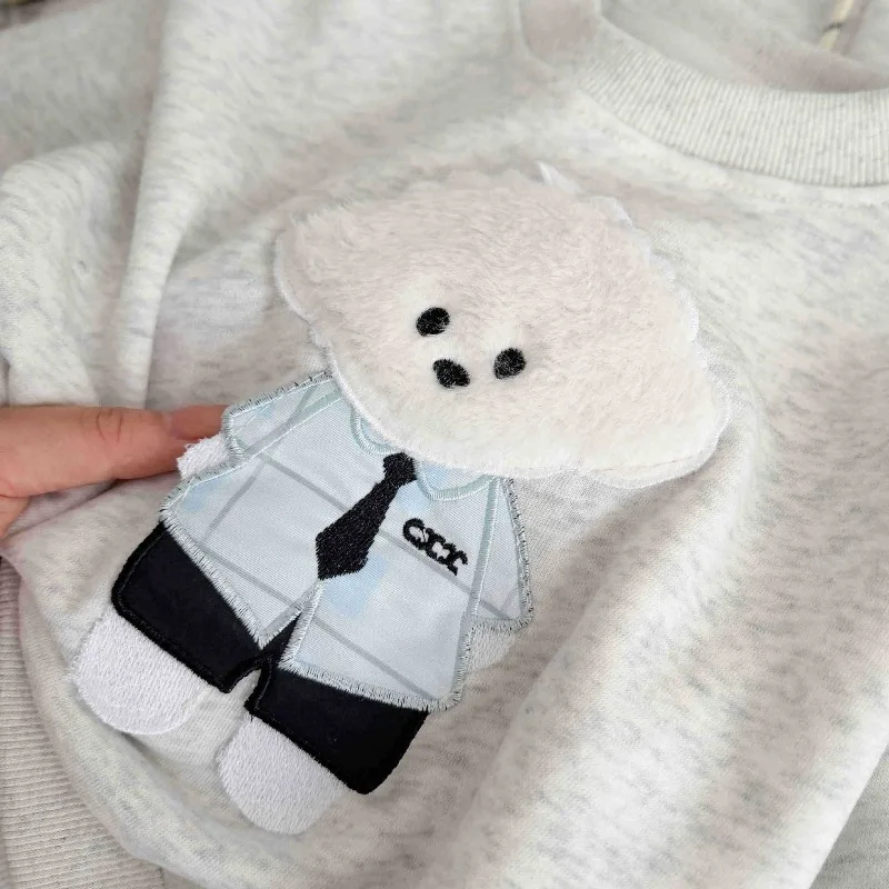 RAISE Herbst 1-12 Jahre Kinder Jungen 2-teiliges Kleidungsset mit Hundeaufdruck, Kinder Jungen Fake Two Piece Oberteil + Hose, Outfits, Teenager Jungen Trainingsanzüge – Detail 7