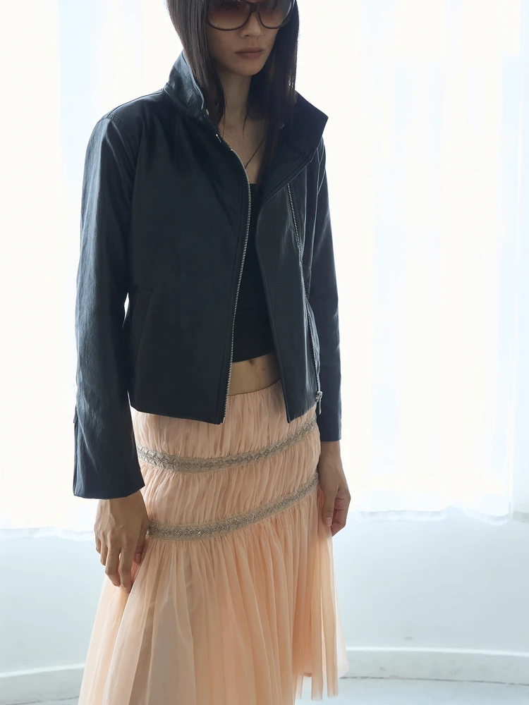 Ultra macio e confortável retro sle biker jaet cintura cinched oulder ajuste textura do plutônio proteína couro feminino casaco faion