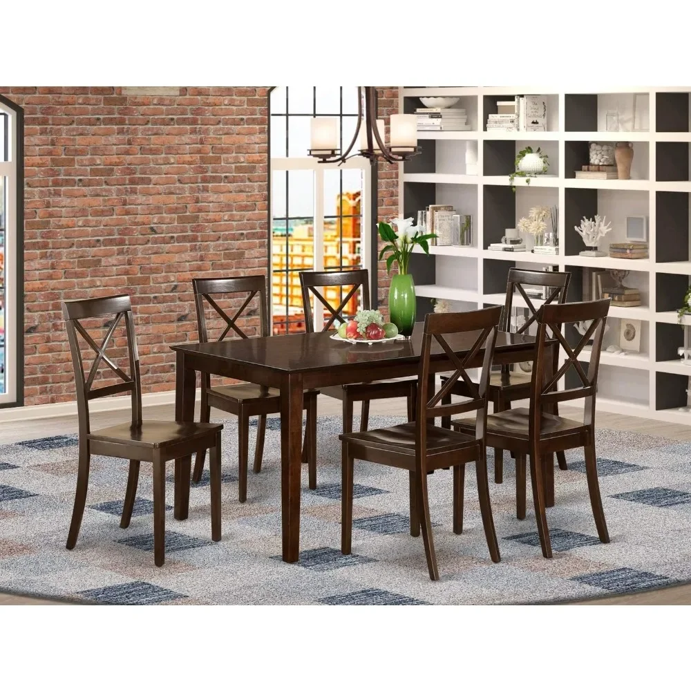 Dining Tables, 7 Piece Set Consist of A Rectangle Kitchen Table and 6 Dining Chairs, 36x60 Inch, Dining Tables