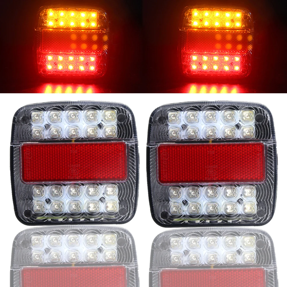 2pcs Waterproof 12V Trailer Tail Light Function Brake Indicator Light 26 LED For Truck Boat UTE UTV ATV Caravan Car Lighting