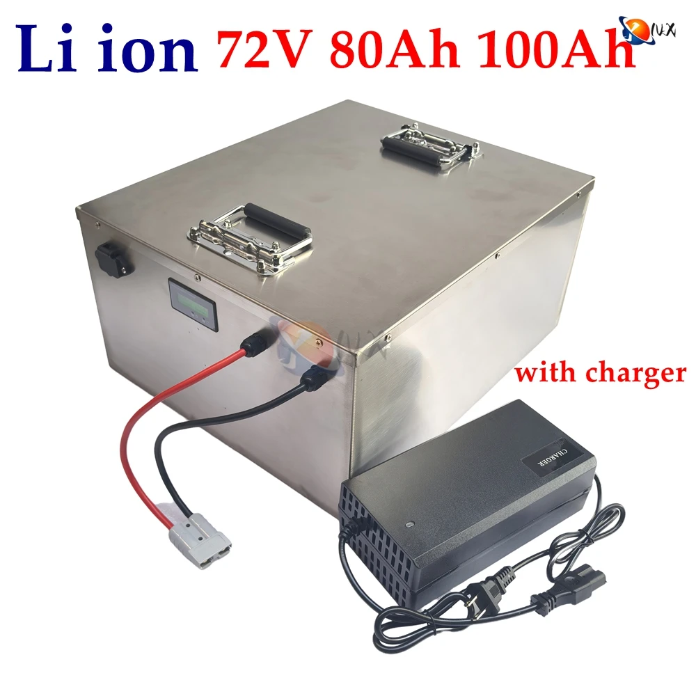 YNX  Lithium battery 72v 80Ah li ion 72v 100ah lithium ion for 7000w golf club bicycle bike tricycle motorhome +10A charger