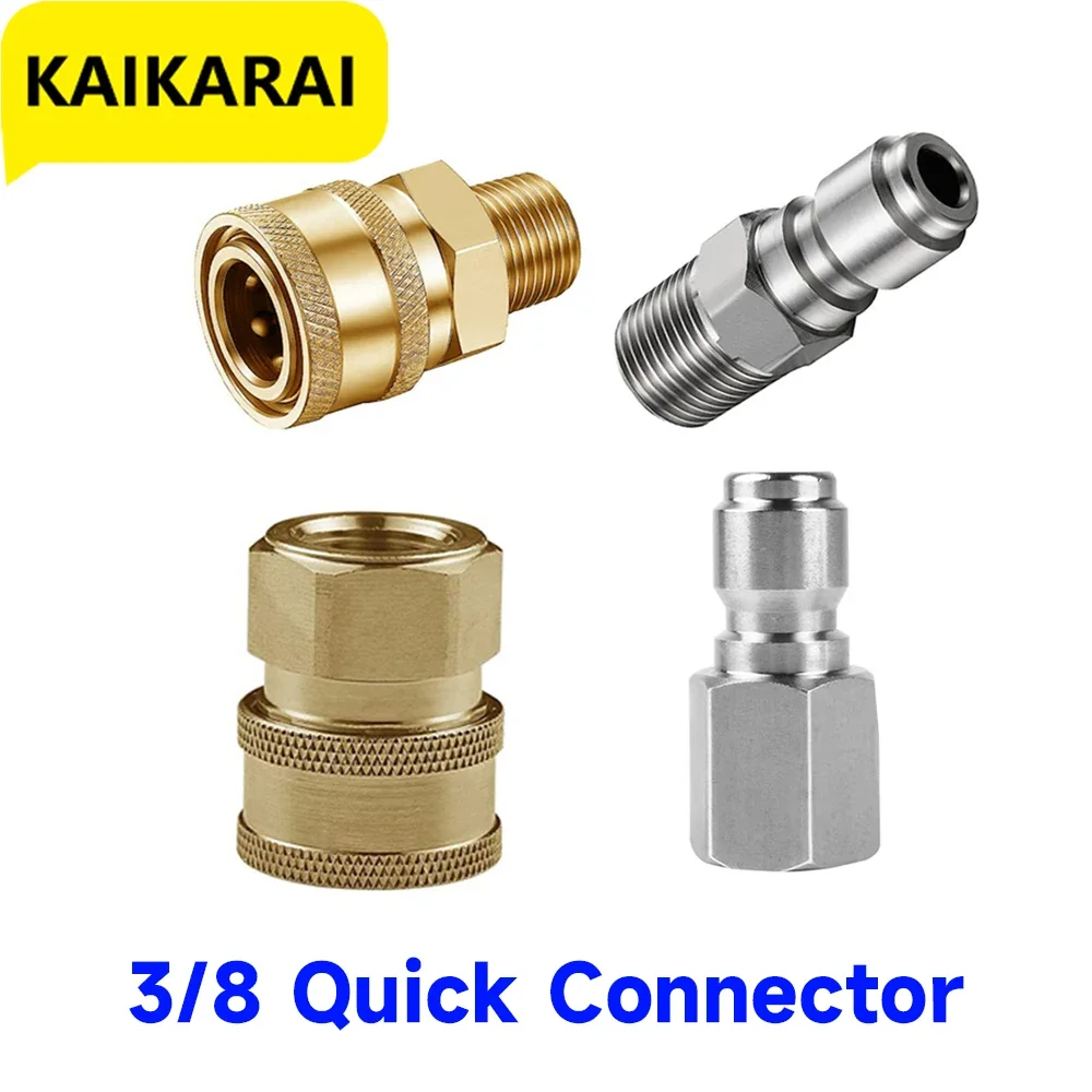 

Pressure Washer Adapter 3/8 Inch Male and Female Quick Connect Kit Hose Connector Internal External Thread Wash Fittings