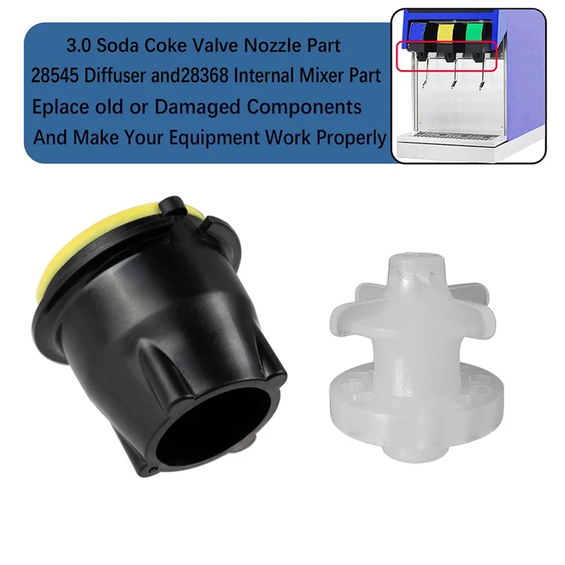 ABLN-LEV 3.0 Nozel Katup Soda 28545 Diffuser 28368 Bagian Mixer Internal, untuk Mesin Cola Penggantian Katup Luar Bagian Dalam 2Set
