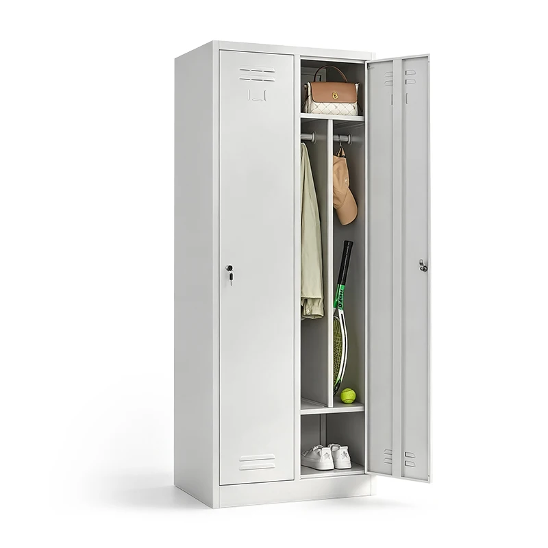 2 Door Steel Storage Locker with Key Lock Knock Down Metal Storage Locker Cabinet for Gym School Office Hospital Use