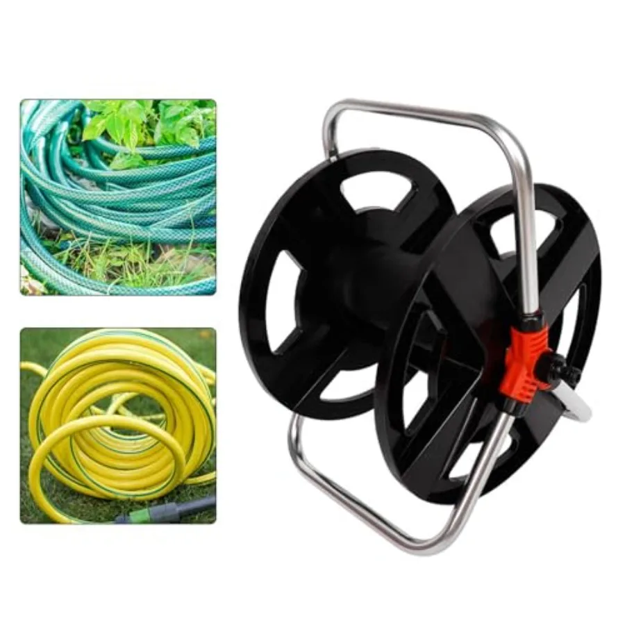 

Garden Hose Reel Cart, Holds 115 Ft Water Hoses Portable Pipe Holder Wall Mounted Hose Reel Tools for Outside Lawn Yard