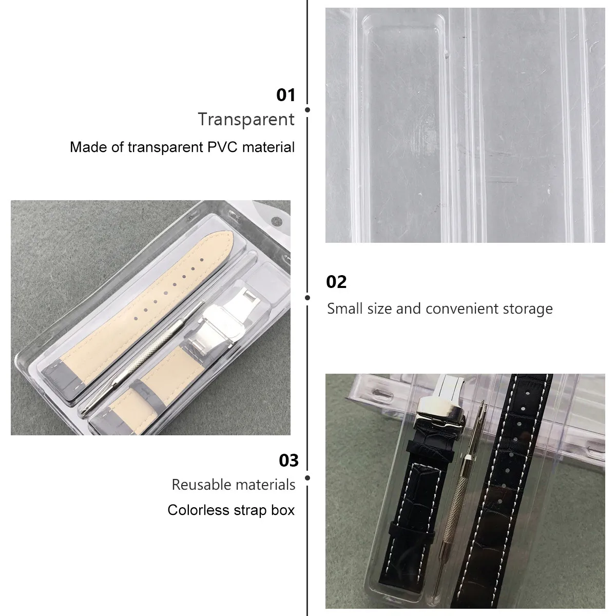 20Pcs Plastic Watch Strap Case Transparent Reusable Waterproof Dustproof Eco Friendly Washable Compact for Travel Home Drawer