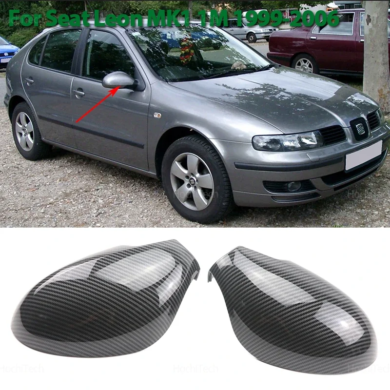 

Carbon Fiber Glossy Black Replacement Rearview Side Mirror Covers Cap for Seat Leon MK1 1M 1999-2006 Replacement style