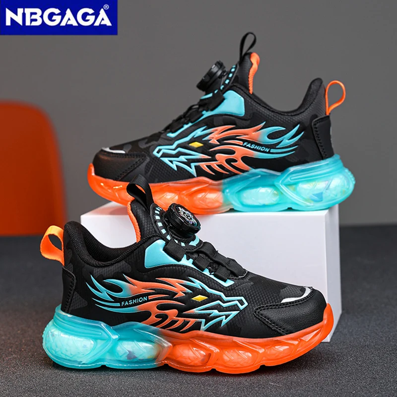 New Anti-skid Leather Kids Sneakers for Boys Running  Walking Lightweight Casual Shoes With Fashion Dragon Pattern Size 28-39