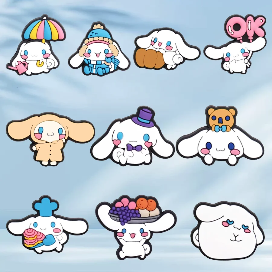 

10Pcs/Set Sanrio Cinnamoroll Series Shoe Charms DIY Shoe Buckle Accessories PVC Shoe Decorations Christmas Gifts for Kids Party