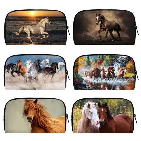 Animal Horse Print Wallet Women Money Bag Men Purses Credit Card Phone Holder Coin Bags Casual Clutch Long Wallets
