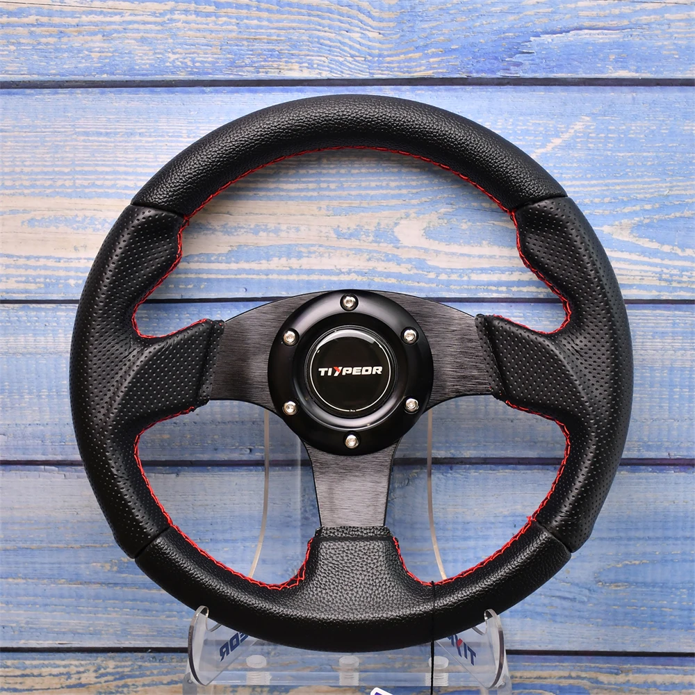 TIYPEOR JDM 280MM Small Sport Steering Wheel PVC Black Racing Steering Whee For Car Simulation Driving