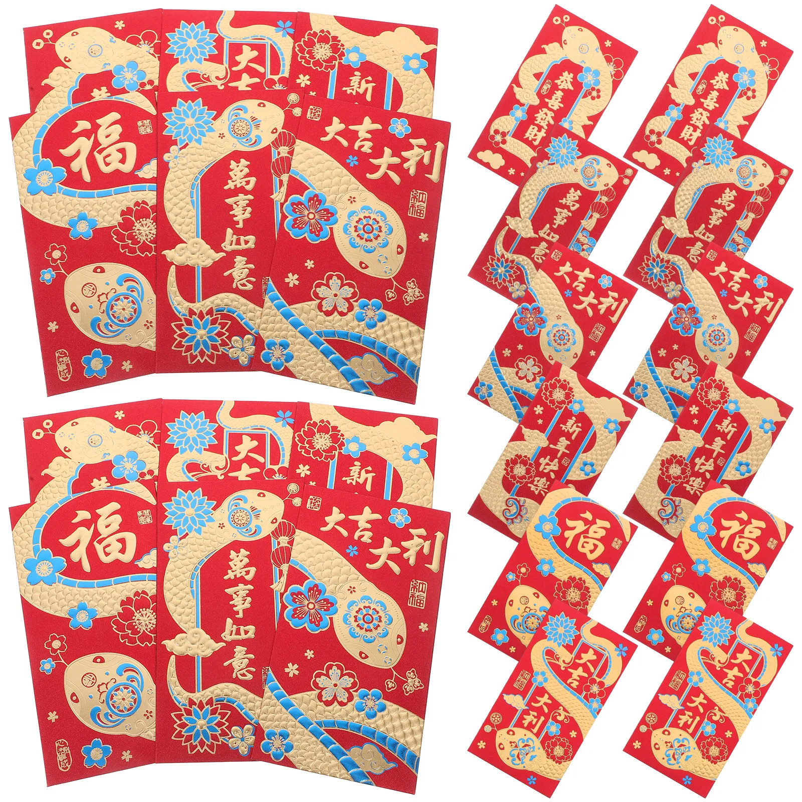 

30 шт. красных конвертов для денег с изображением китайского Нового года Змеи