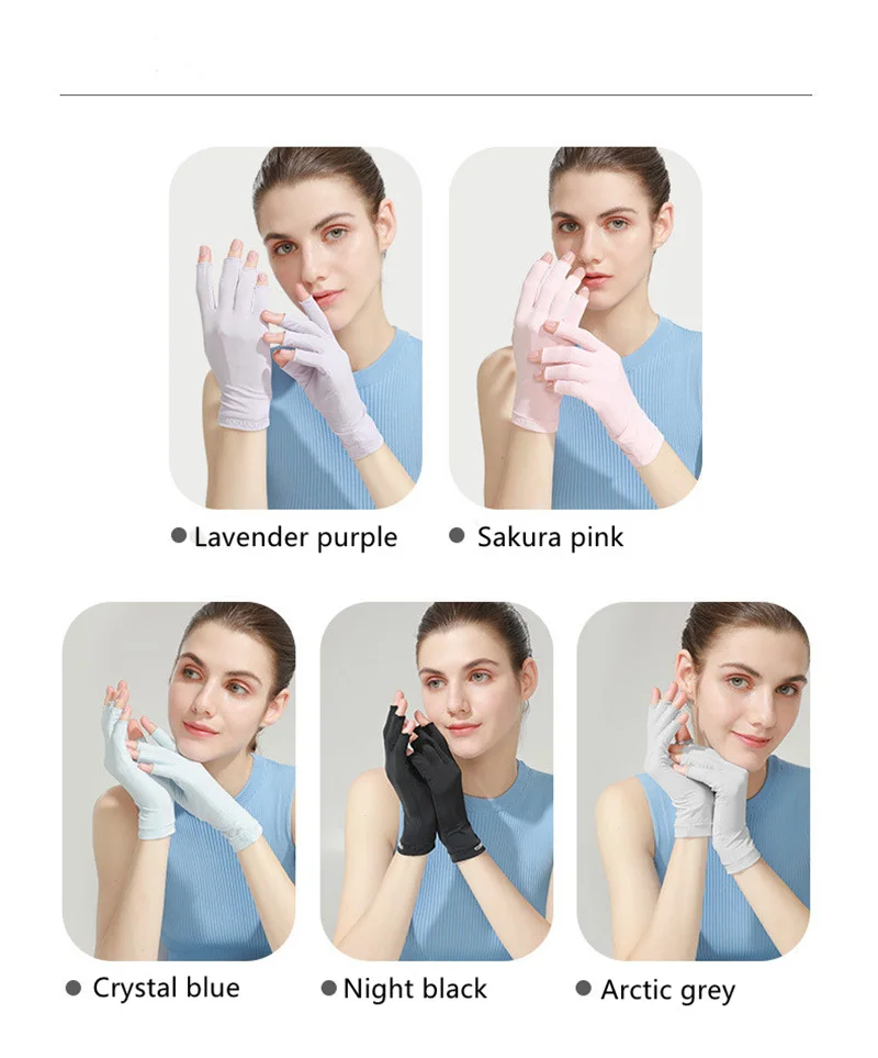 Manicure Sunscreen Gloves Ladies Skin-friendly Breathable Driving UV Protection Gloves Ice Silk Sun Gloves