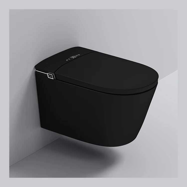 

Modern Design Black Color Automatic Flush Toilet Washrooms Wall Mounted Intelligent Smart Toilet For Apartment Bathroom