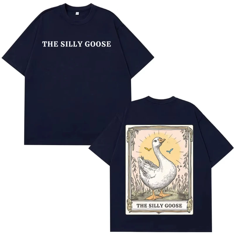 Silly Goose Tarot Card Funny Meme Graphic Tees Men Women Fashion Clothing T-shirts Summer Cotton Loose Harajuku Hip-hop T-shirts