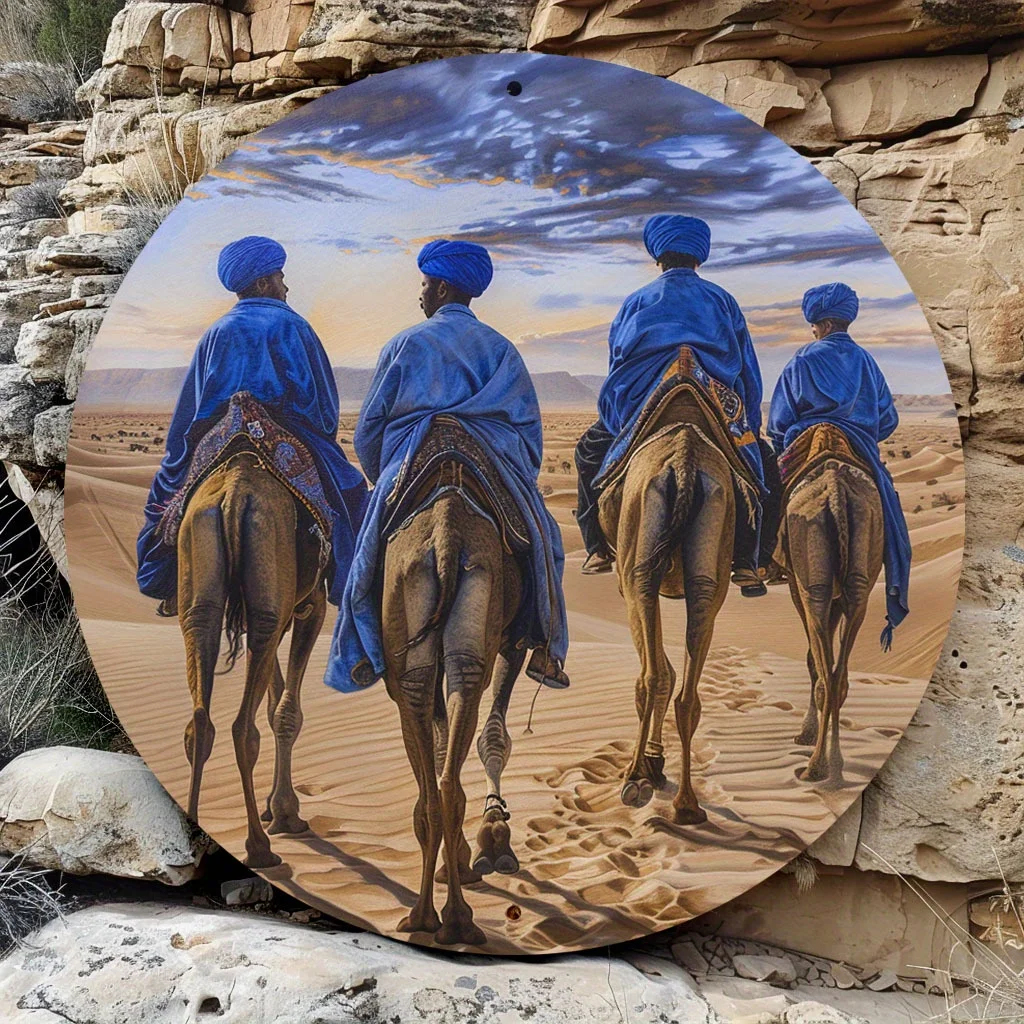 CIFBUY Vintage Aluminum Wall Art Waterproof Durable Sahara Desert Camel Decor for Indoor Outdoor Office Man Cave Home Hanging