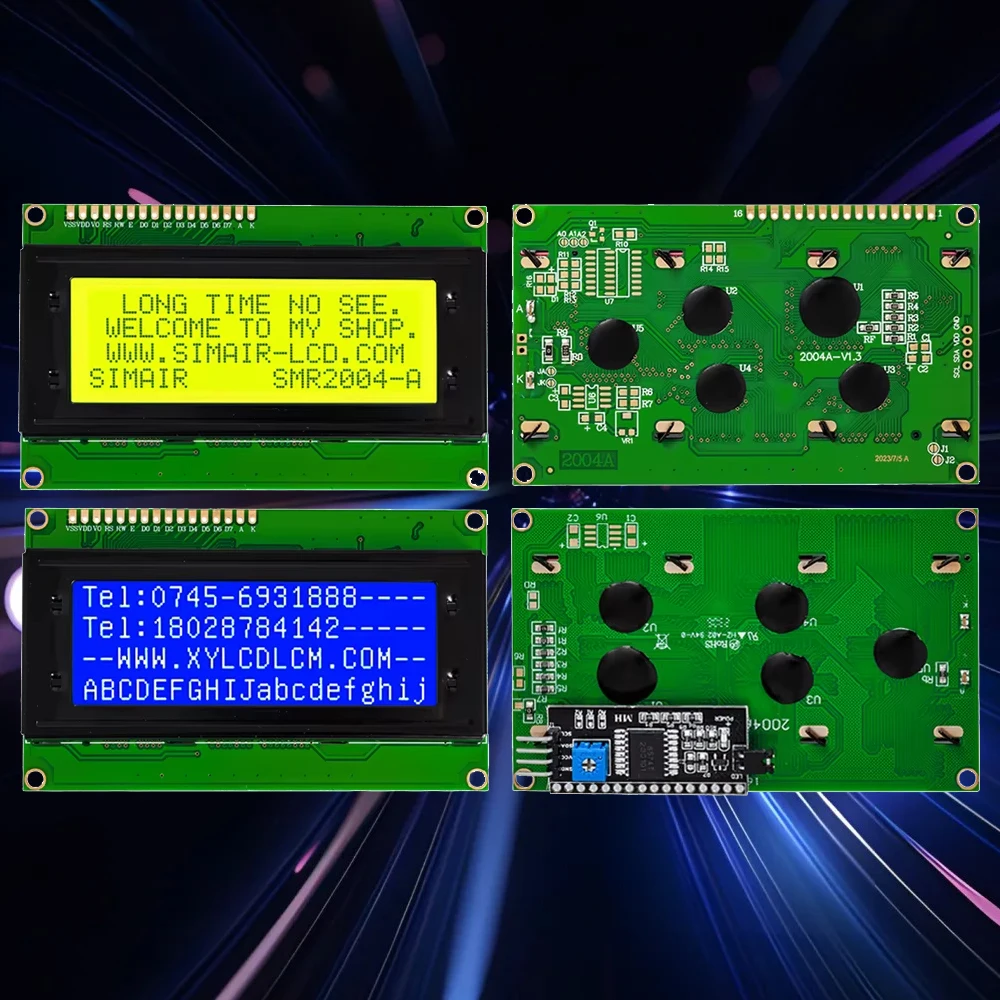 LCD2004A I2C 20x4 Blue Character LCD Module - HD44780 Driver with IIC Serial Interface for Arduino
