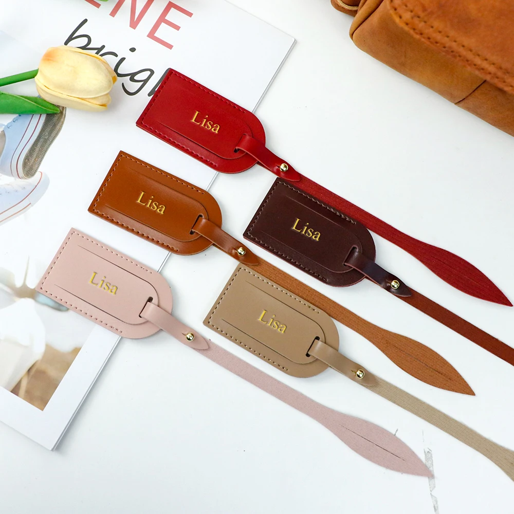 Customized name pu leather high-end and simple suitcase accessories luggage tags, boarding passes, identification plates