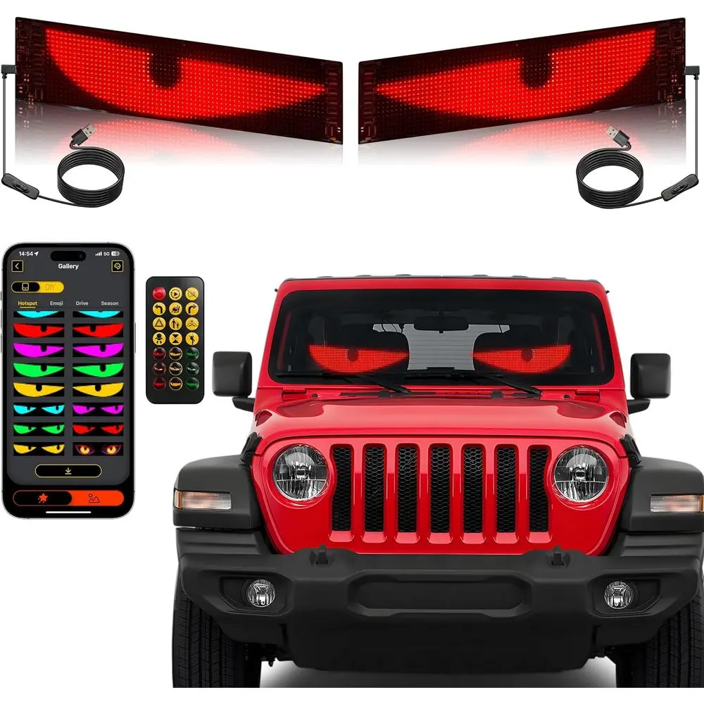 Doppie luci flessibili per parabrezza per auto a LED RGB da 23,4 x 4,73 con controllo intelligente dell'app per testo e modelli personalizzati