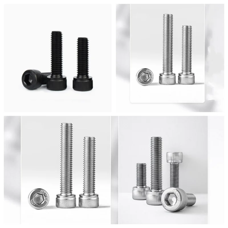 50pcs DIN912 M1.6 304 A2 Stainless Steel grade 12.9 Black Hexagon Hex Socket Head Cap Allen Bolt Screw