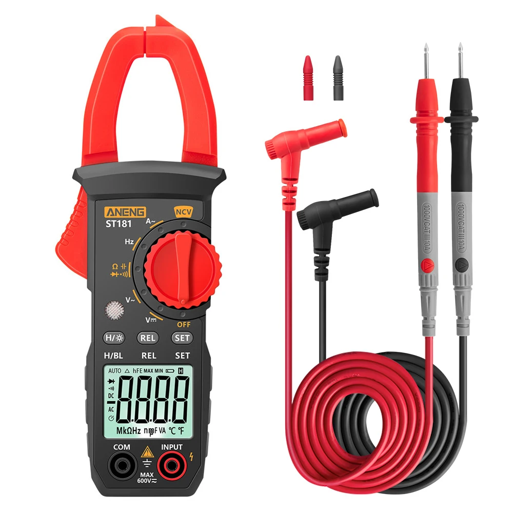 

ST181 Multimeter DC AC Current Ammeter Voltage Tester Digital Clamp Meter 4000 Counts Truck Car Amp Hz Capacitance NCV Ohm Test