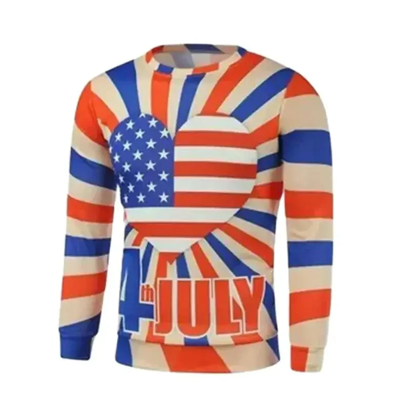 

Vintage American flag 3D printed long sleeve T-shirt, men's spring and autumn casual fashion hip hop trend light breathable top