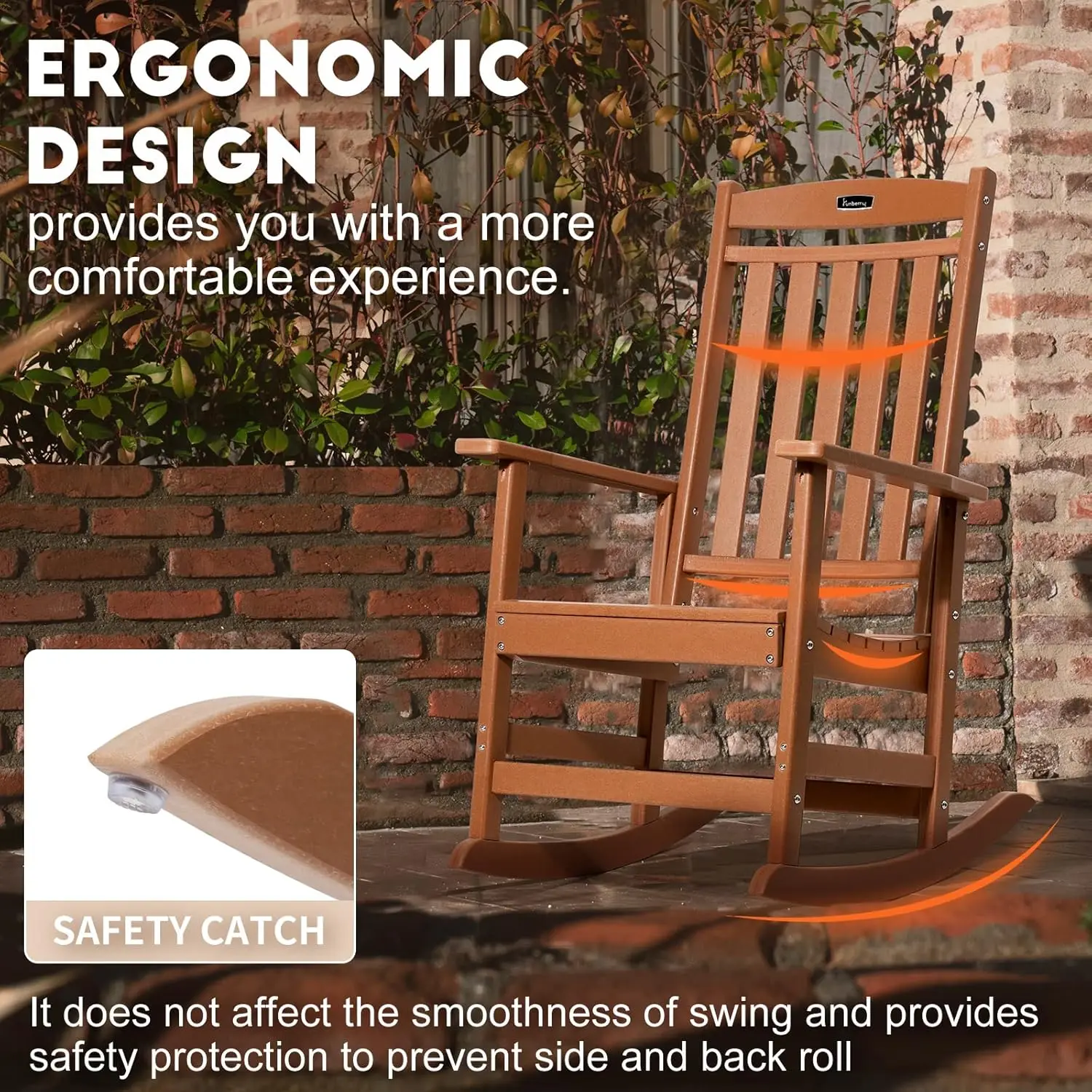 Outdoor Rochairs Set Of 4, Hdpe All Weather Poly Lumber Rocker, High Back Patio Rockers Easy Assembly