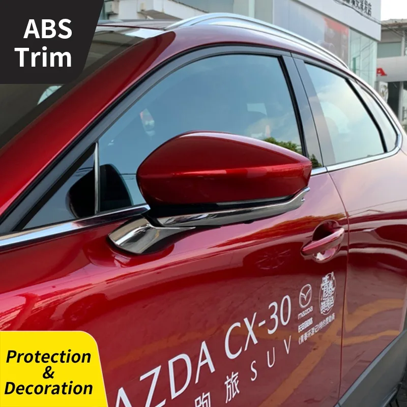 4 Pcs Suitable for Mazda CX-30 2020-2024 Rearview Mirror Trim Car Sticker Chrome Silver Exterior Styling