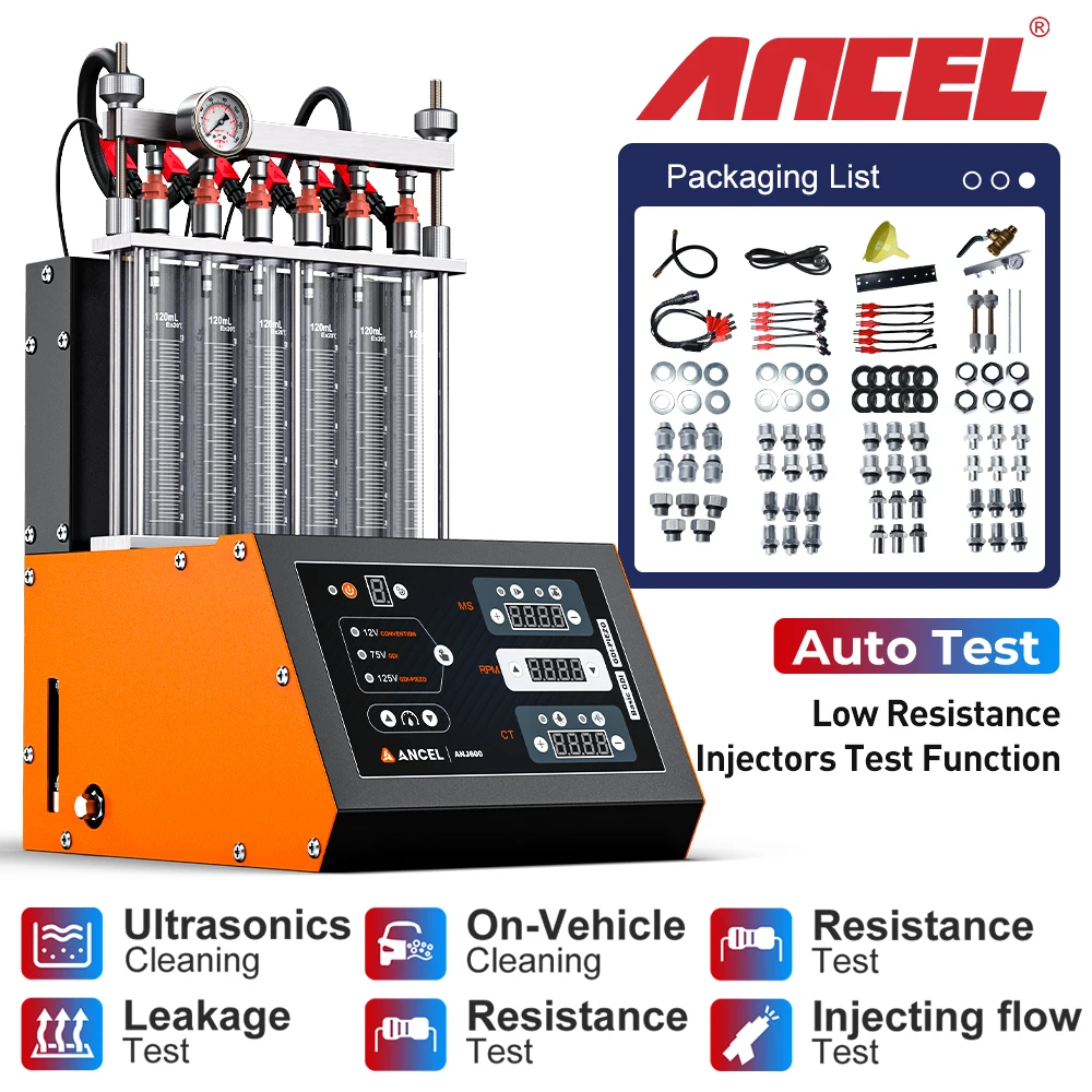 

2025 ANCEL ANJ600 6-цилиндровый GDI пьезо ультразвуковой очиститель топливной форсунки анализатор диагностический инструмент для автомобиля мотоцикла