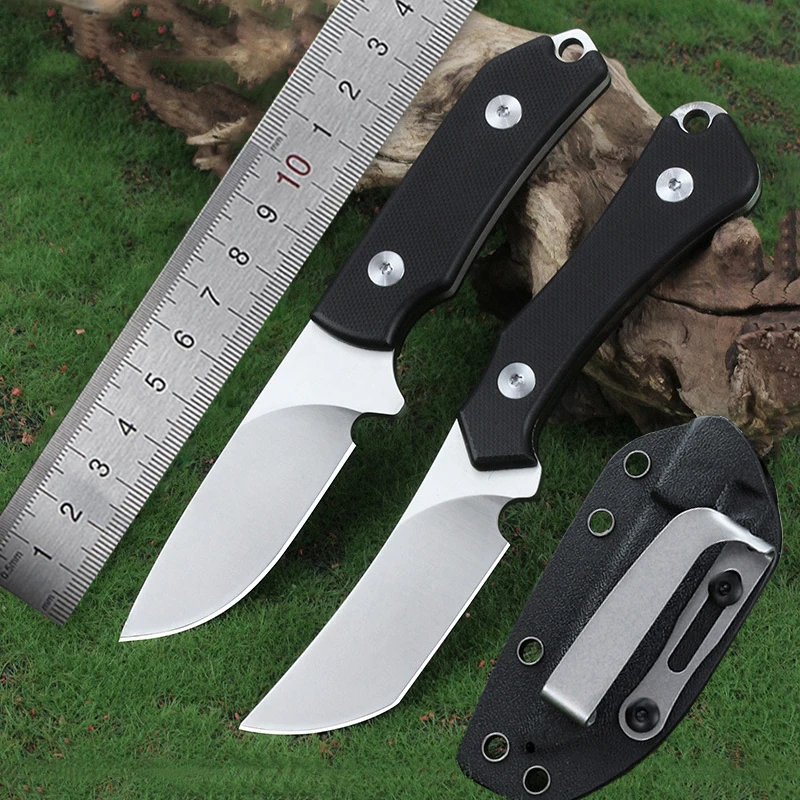 

Fixed Blade Survival Knife 8CR13MOV Steel G10 Handle Portable Outdoor Camping Knife K Sheath With Back Clip