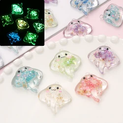 10Pcs 30mm Charm Luminous Resin Pendant Glow-in-the-Dark Colorful Transparent Jellyfish Pendant For DIY Necklace Jewelry Making