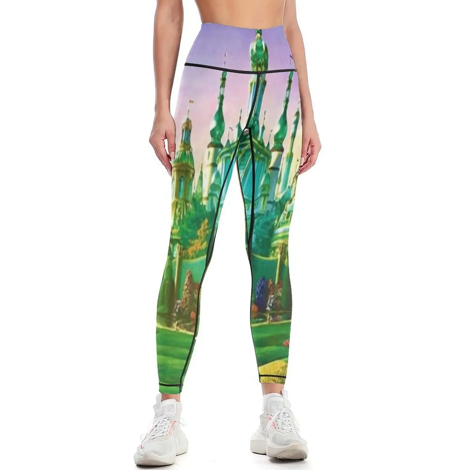 

emerald city wizard oz print digital art edit mysticladyartmask Leggings sportswear woman gym 2025 gym wear Womens Leggings