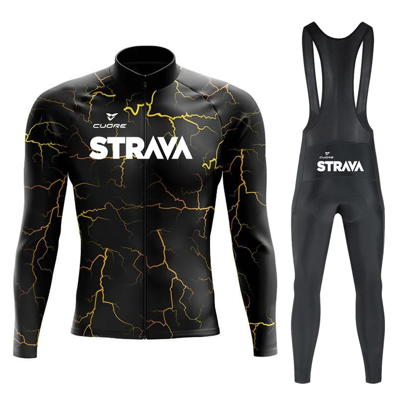 CUDRE STRAVA Men Cycling Clothing Man Men's Bicycle Clothes Men Men's Cycling Shirt Long Sleeve Jersey Riding Suit Road Bikes