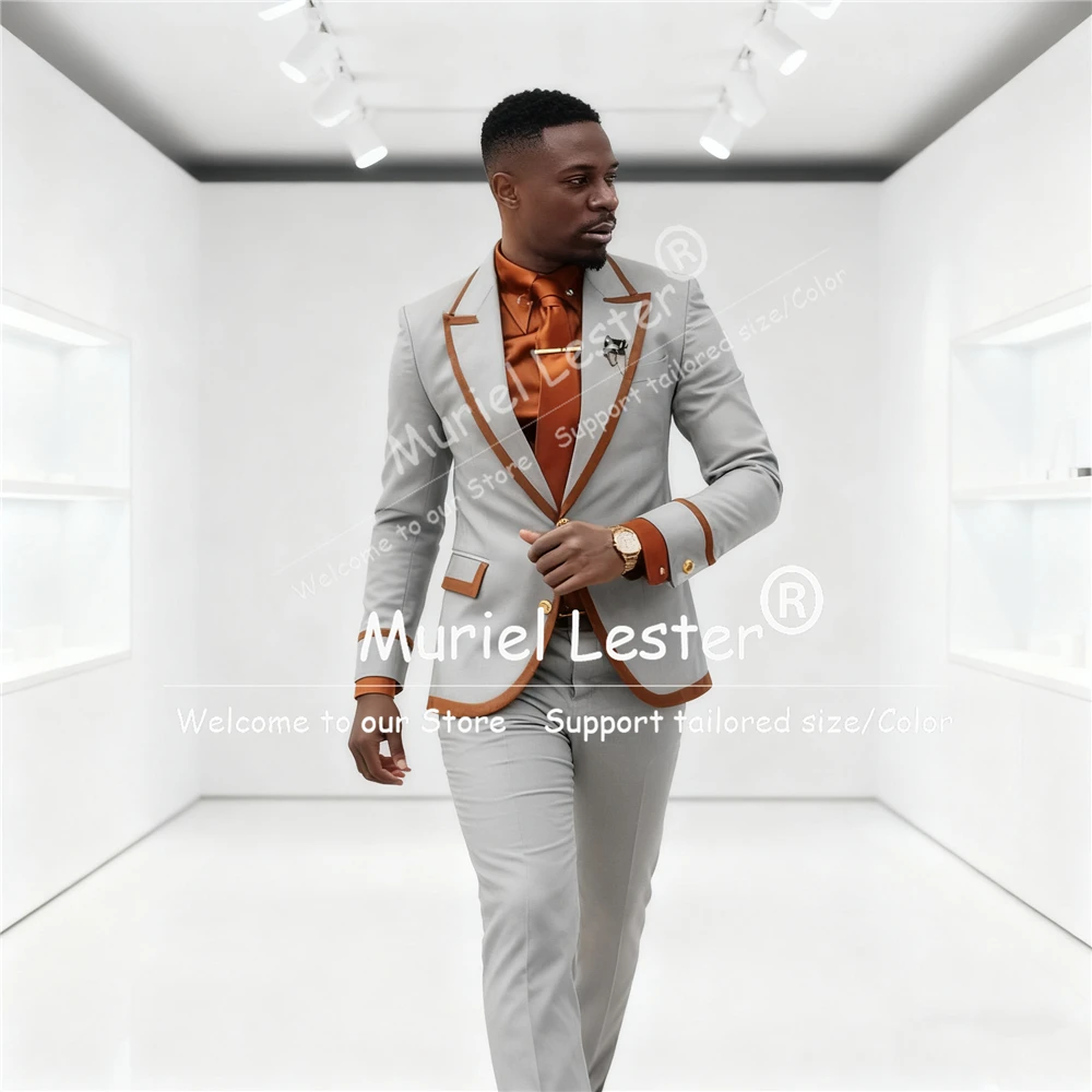 

Уникальный дизайн, костюм для мужчин, однобортный пиджак, брюки, комплект из 2 предметов, пасхальные свадебные смокинги для жениха, вечернее платье по индивидуальному заказу