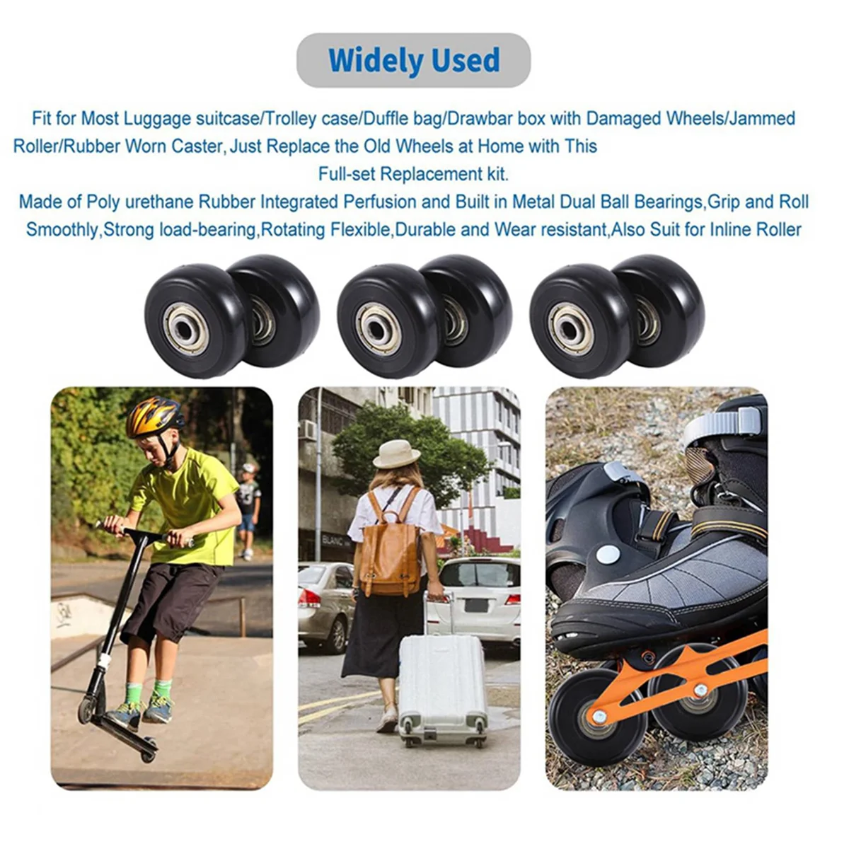 

REST 55X18 мм, набор из 2 сменных колес для чемодана, поворотные колеса из искусственной кожи, комплекты для ремонта подшипников из углеродистой стали