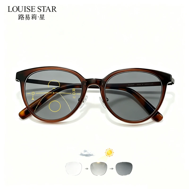 Monture de lunettes pour femmes, style œil de chat, ultra-légère, verres progressifs photochromiques, lunettes multifonctions