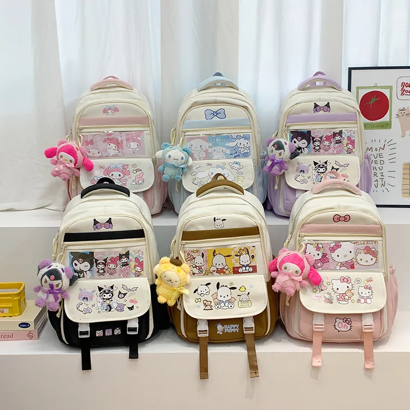

Sanrio Cute Backpack Large Capacity School Bag for Middle High School Students Cartoon Laptop Travel Kuromi Hello Kitty