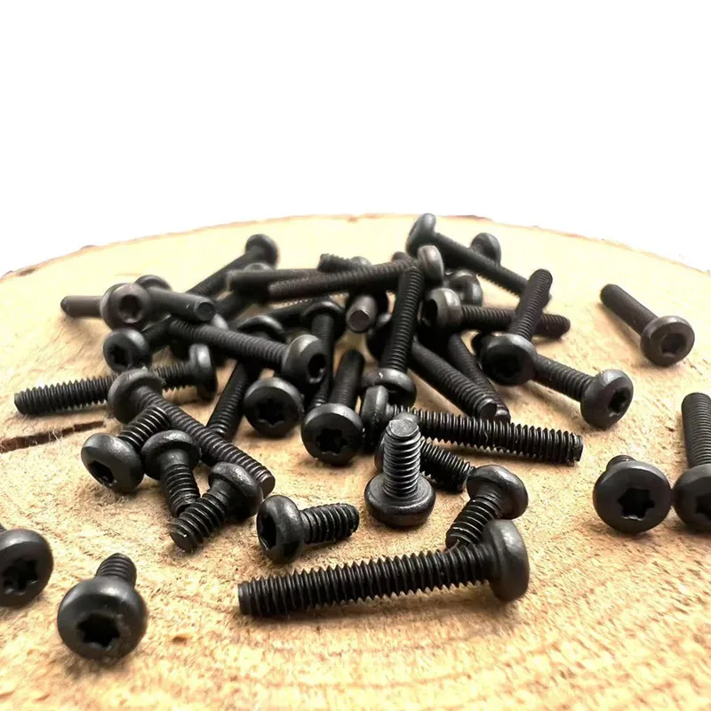 10/50pcs M1.6 M2 M2.5 M3 M4 Black Steel GB2672 Six-Lobe Torx Pan Head Screw Six Lobe Round Button Head Bolt Metric Thread