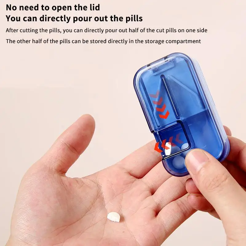 1/2Pcs Multifunctional Medicine Tablet Cutter Pill Cutter Tablet Storage Box Medication Splitter Mini Portable Pill Dispenser+~