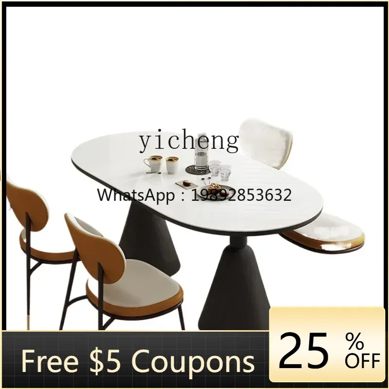 

ZF Stone Plate Dining Tables and Chairs Set Small Apartment Household Restaurant High-Grade Rectangular