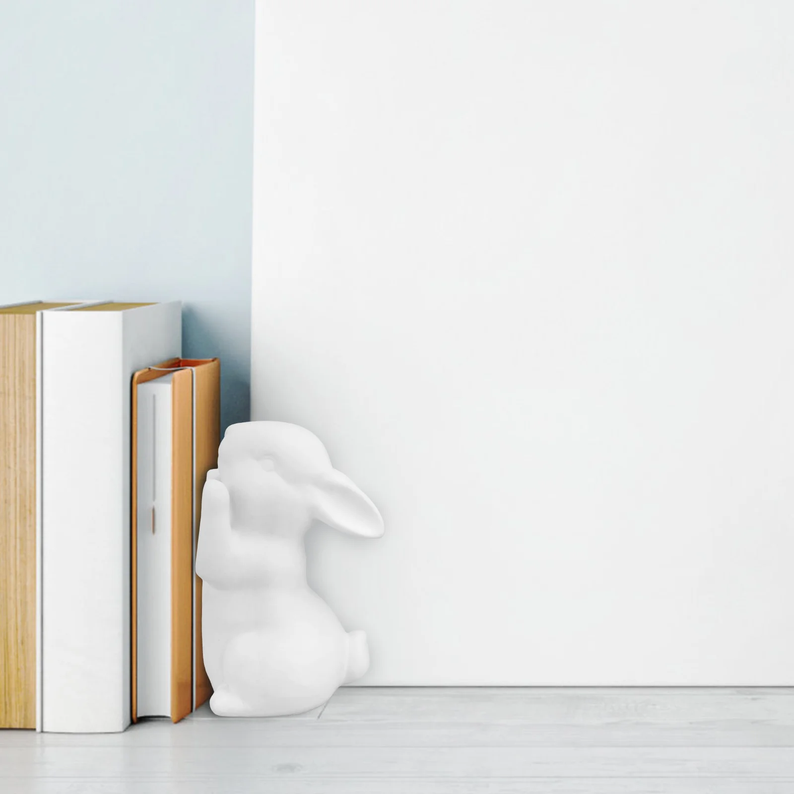 2 Pcs Book Decor Desk White Rabbit Ends Cute for Shelves Quirky Desktop Bookshelf