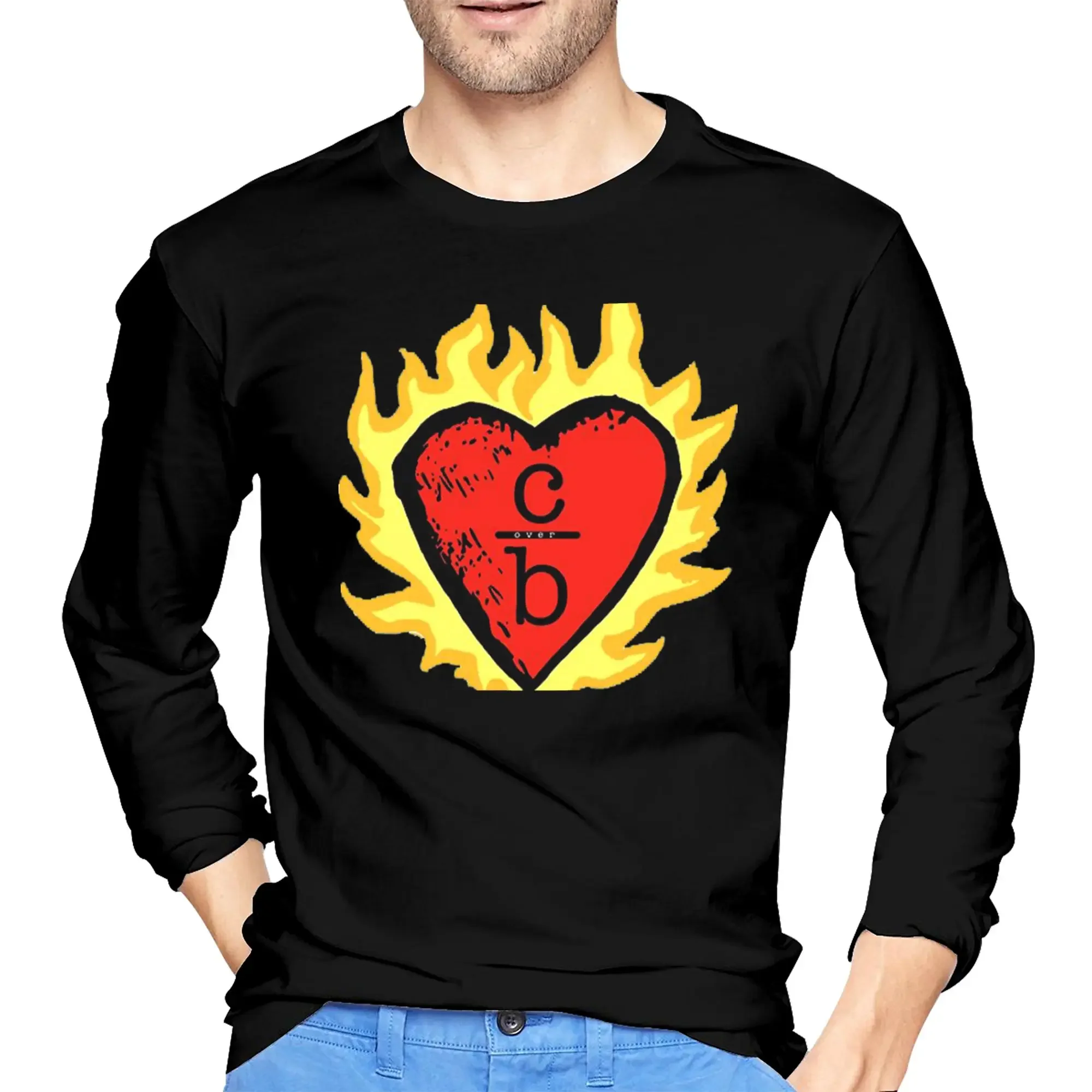 

clothes over bros heart logo Men's Long Sleeved T-shirt Casual Round Neck T shirts Spring and Autumn Men tops