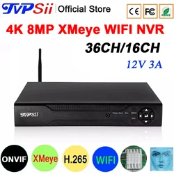 H.265 + Audio Hi3536C XMeye detección facial 36CH 36 canales 4K 8MP grabadora de vídeo de vigilancia Max 14TB Onvif WIFI CCTV DVR NVR