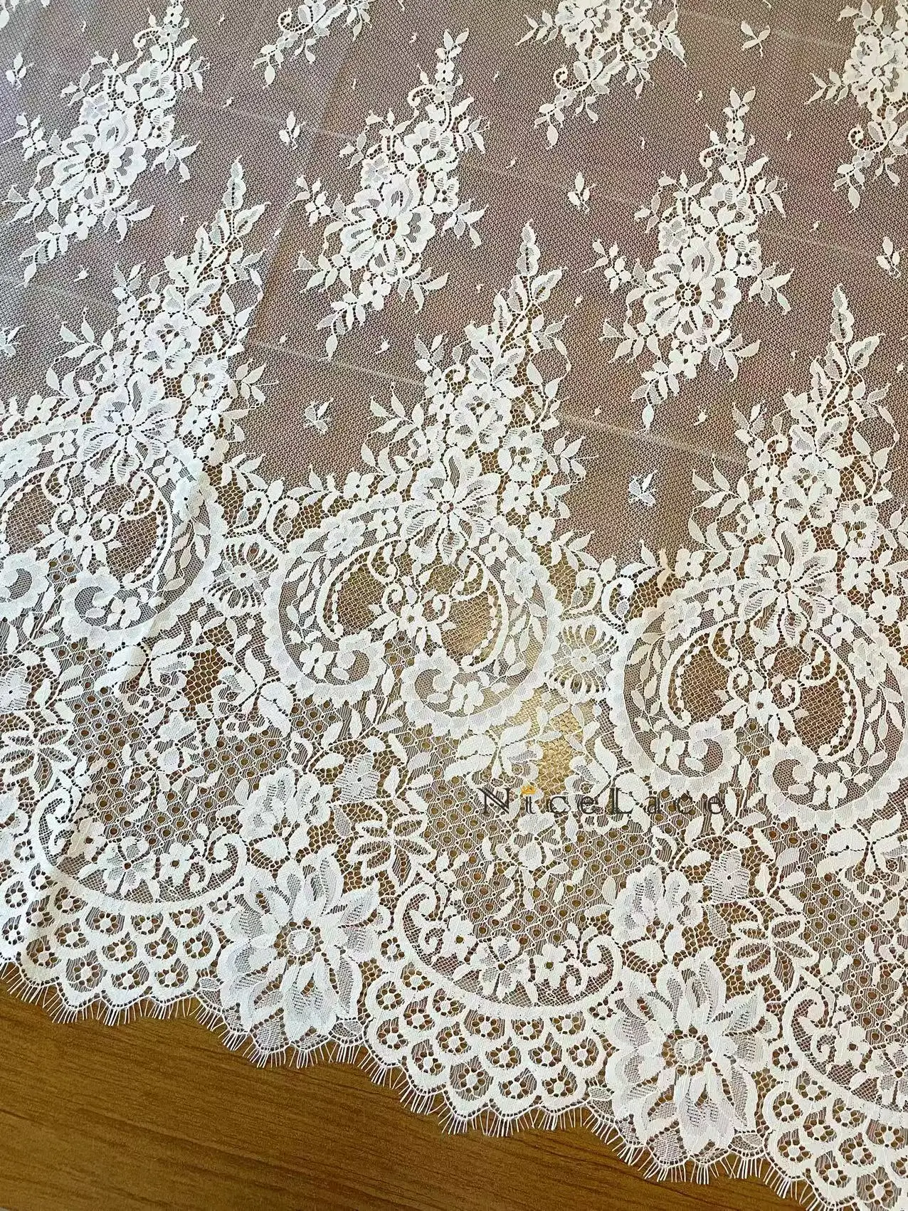 

New eyelash lace 150cm×300cm/piece Ivory wedding lace fabric DIY hollow fabric