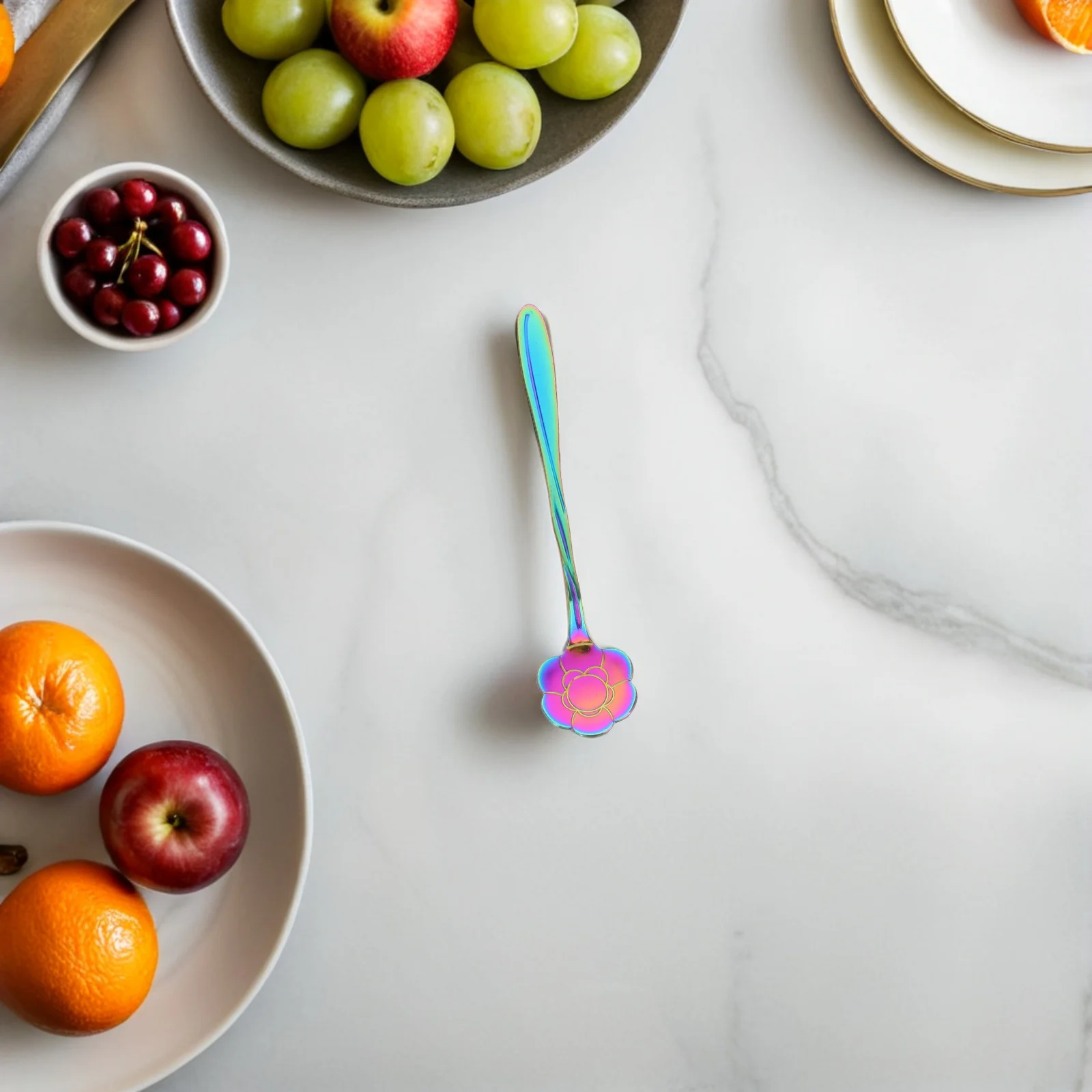 

10pcs Stainless Steel Dessert Spoons Sunflower Design Coffee Stirring Ice Cream Tea Cereal Petal Serving Condiment Spoon
