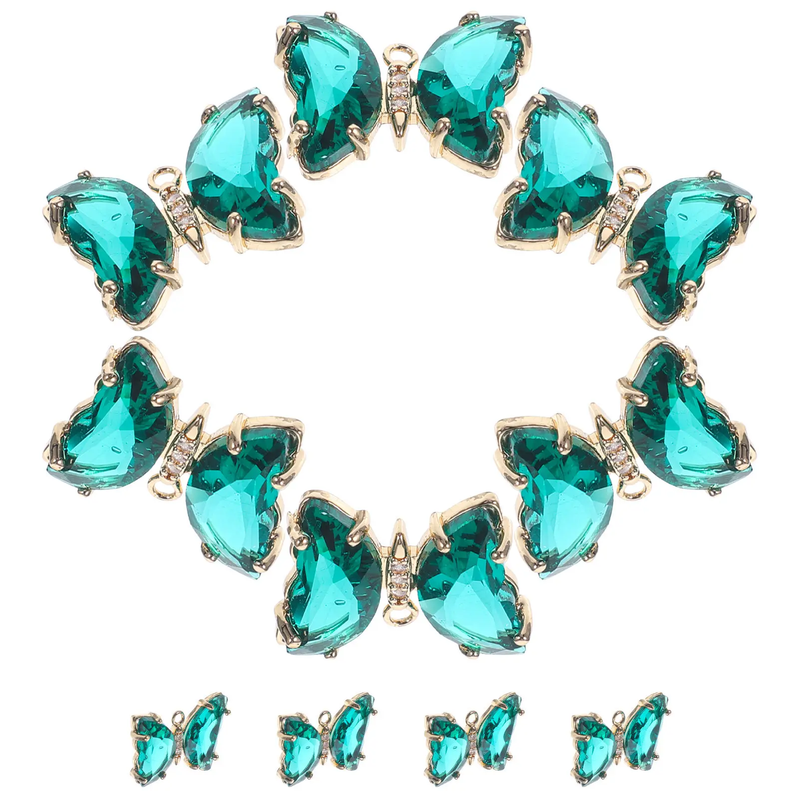 

10Pcs Delicate Butterfly Pendant Charms Crystal Glass DIY Jewelry Making Supplies Hanging Decor for Necklace Key Chain