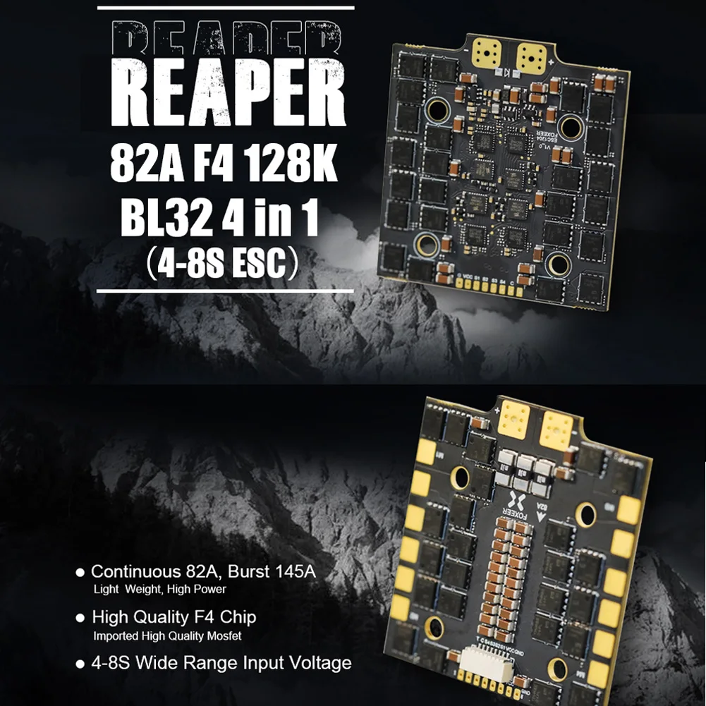 Fokseer żniwiarka V2 82A F4 128K BL32 4 in1 4-8S ESC 30,5X30,5mm dla RC FPV Freestyle daleki zasięg drona klasy X