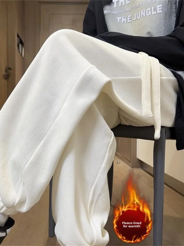 

Мужские вельветовые брюки на осень-зиму: новые, свободные, с манжетами, утепленные, на флисовой подкладке, повседневные спортивные длинные штаны