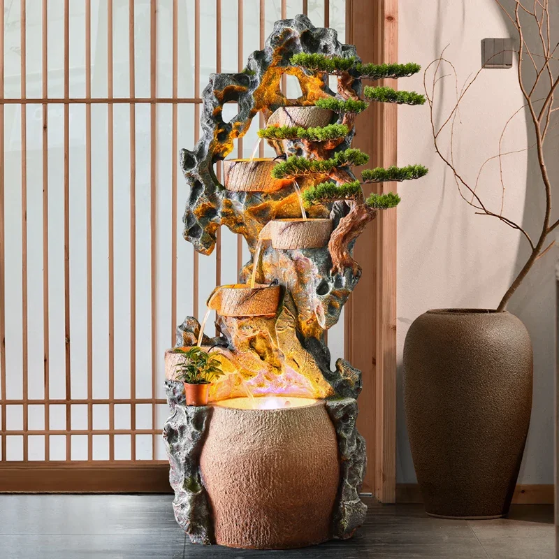 Large Artificial Mountain and Fountain Humidifier Living Room Office Indoor Balcony Courtyard Floor Landscape